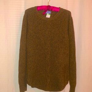 Laura Scott L Missy French Roast Rust Crewneck  Cable Knit Sweater